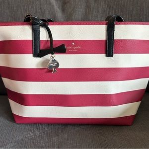 Kate Spade NWOT tote. Red and crème pebbled faux leather